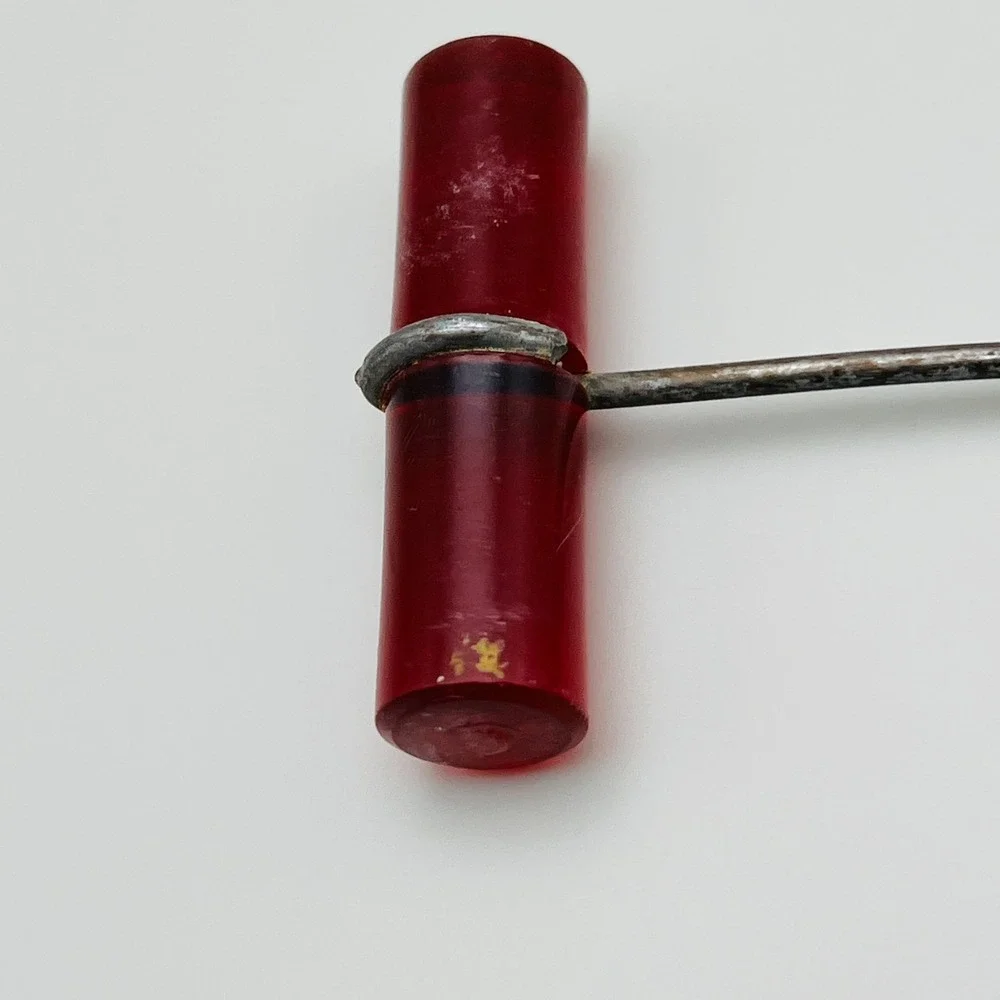 Vintage Corkscrew Bar Tool Red Acrylic Handle Metal Spiral‎ Mid Century Retro